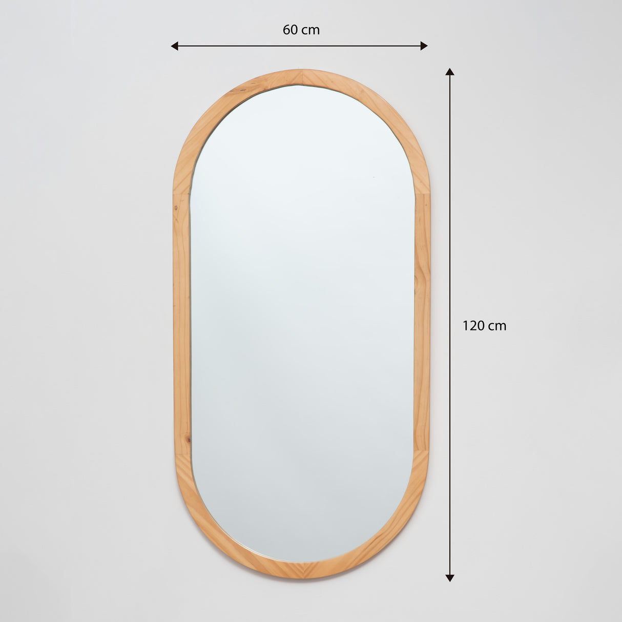 Espejo Visee Ovalado 60x120cm con Marco en Madera Clara Natural - Espejos Decorativos | Bylmo