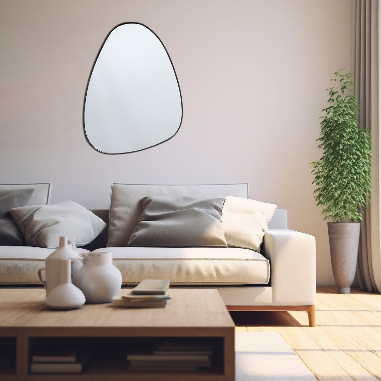 Espejo Visee Asimétrico Negro 60x80cm con Marco Metálico - Espejos Decorativos | Bylmo