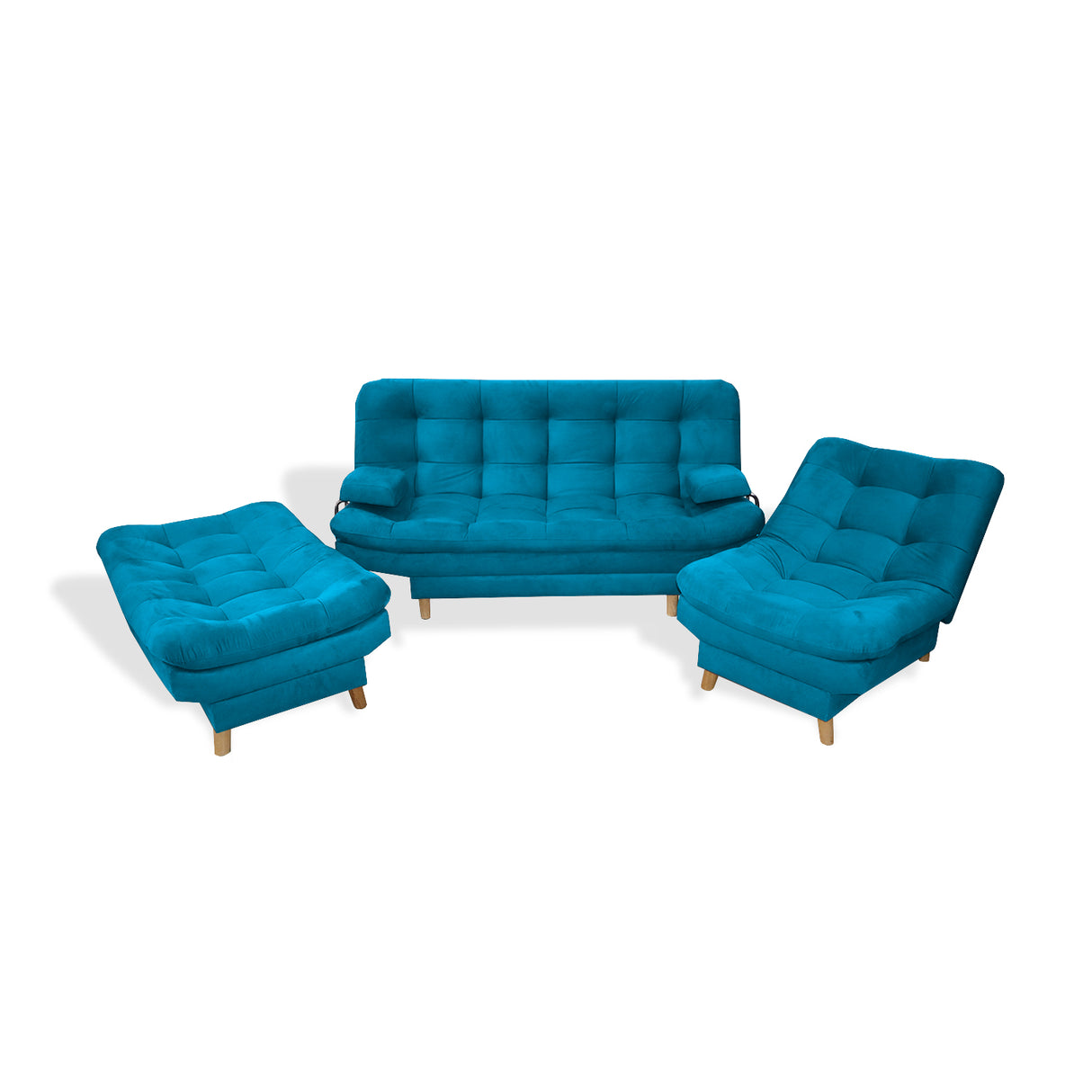 Sala Hauser Turquesa 185x90cm con Sofacama y Dos Sillas - Sofas y Poltronas | Bylmo