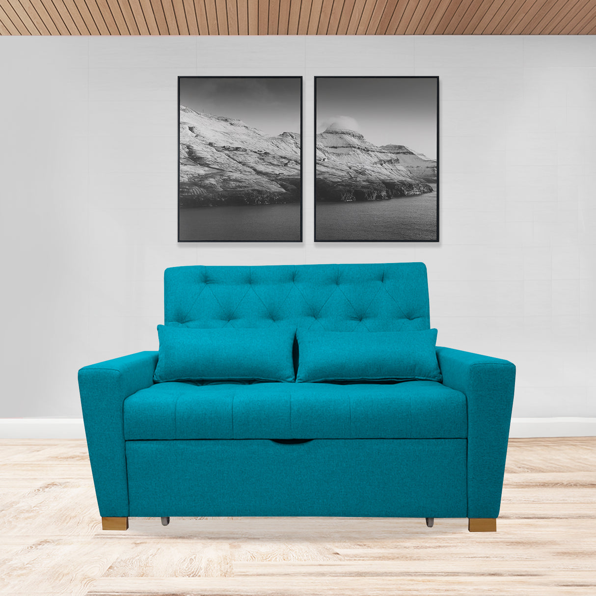 Sofacama Ackerman Turquesa 150x94cm de Dos Puestos - Sofas y Poltronas | Bylmo