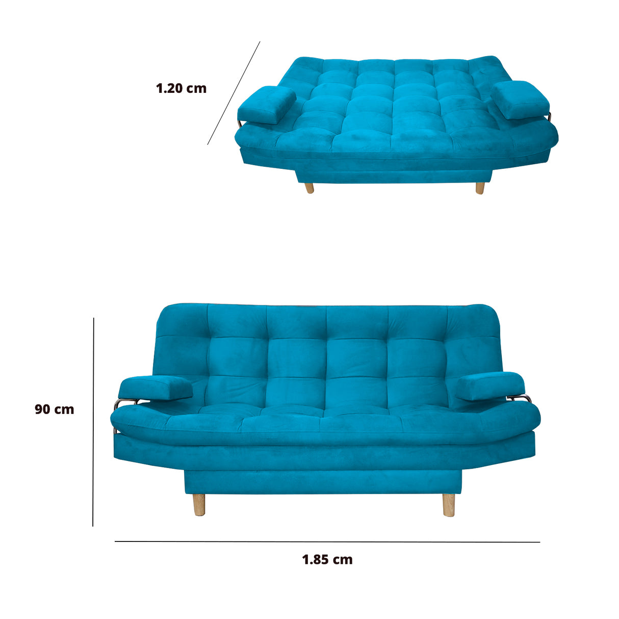 Sofacama Hauser Turquesa 185x90cm de Tres Puestos - Sofas y Poltronas | Bylmo