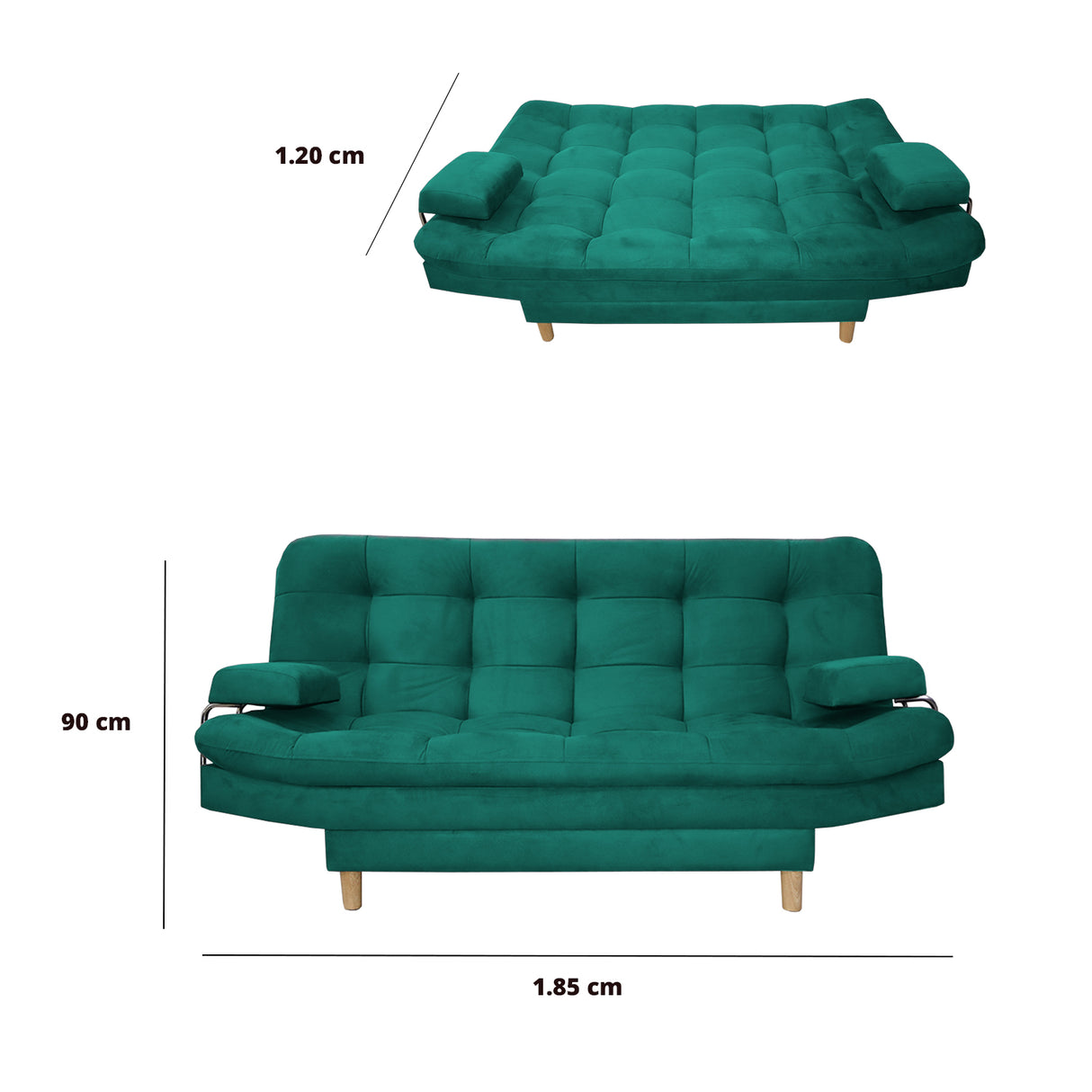 Sofacama Hauser Verde 185x90cm de Tres Puestos - Sofas y Poltronas | Bylmo