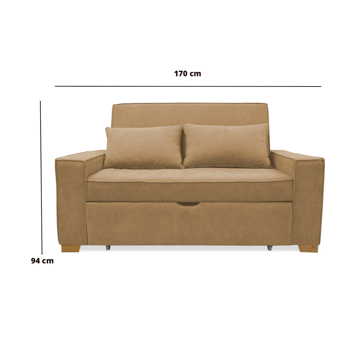 Sofacama Hofer Camel 170x94cm de Dos Puestos - Sofas y Poltronas | Bylmo