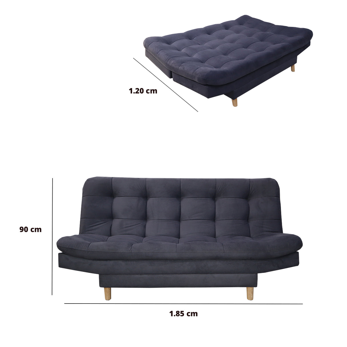 Sofacama Hofmann Gris 185x90cm de Tres Puestos - Sofas y Poltronas | Bylmo