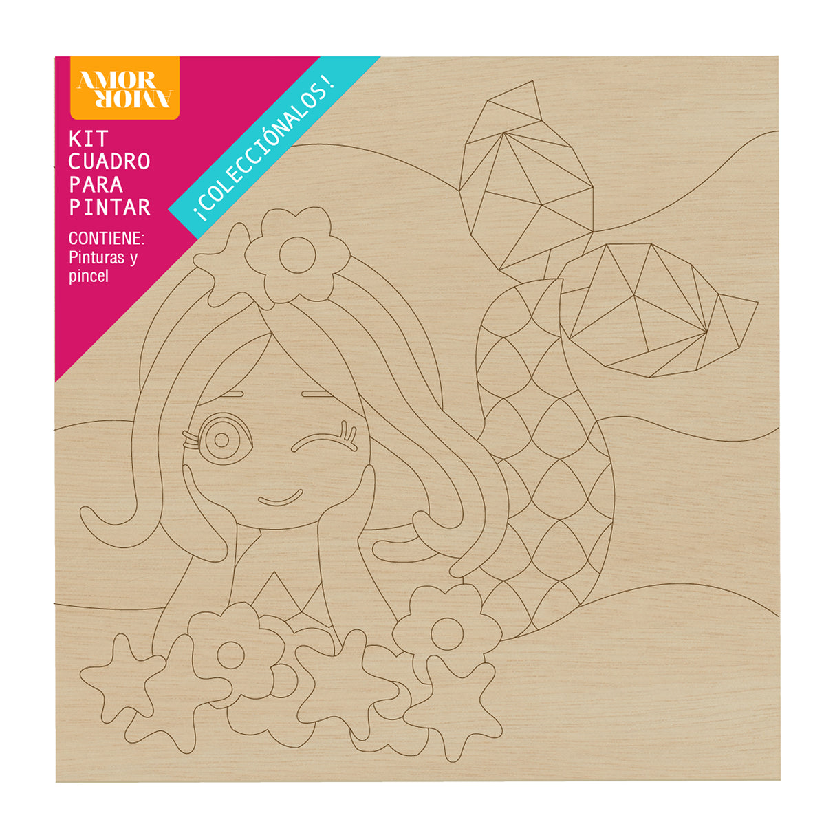 Kit Cuadro Para Pintar Natural 24x24cm De Sirena - Cuadros | Bylmo