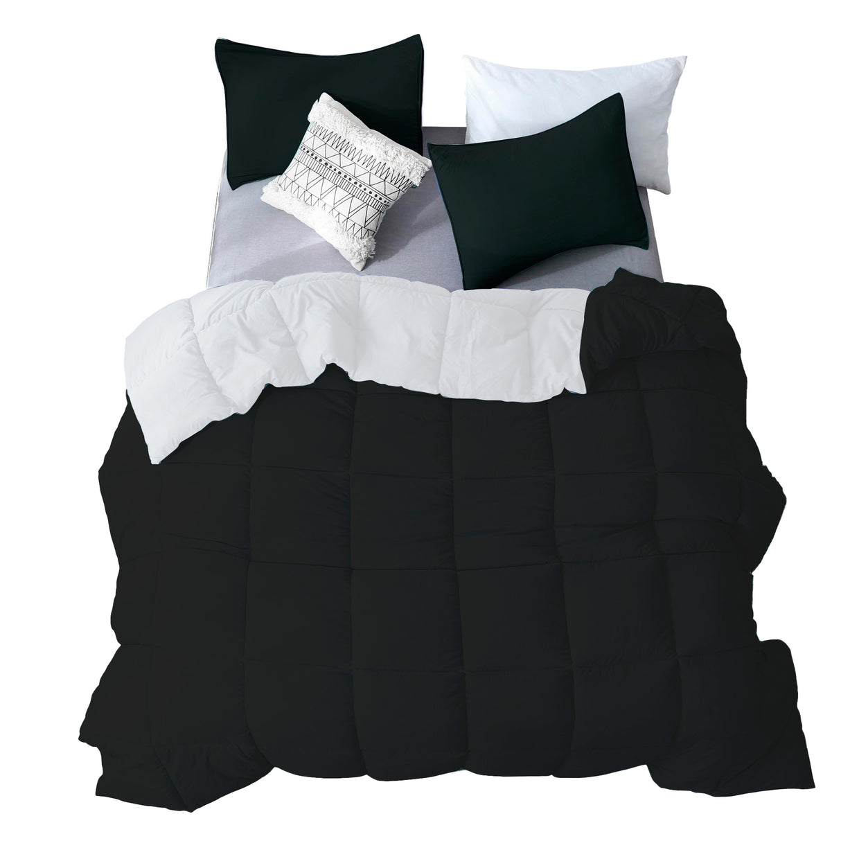Edredón Ondino Blanco Negro Para Cama Queen 160x190cm - Tendidos y Cubrelechos | Bylmo