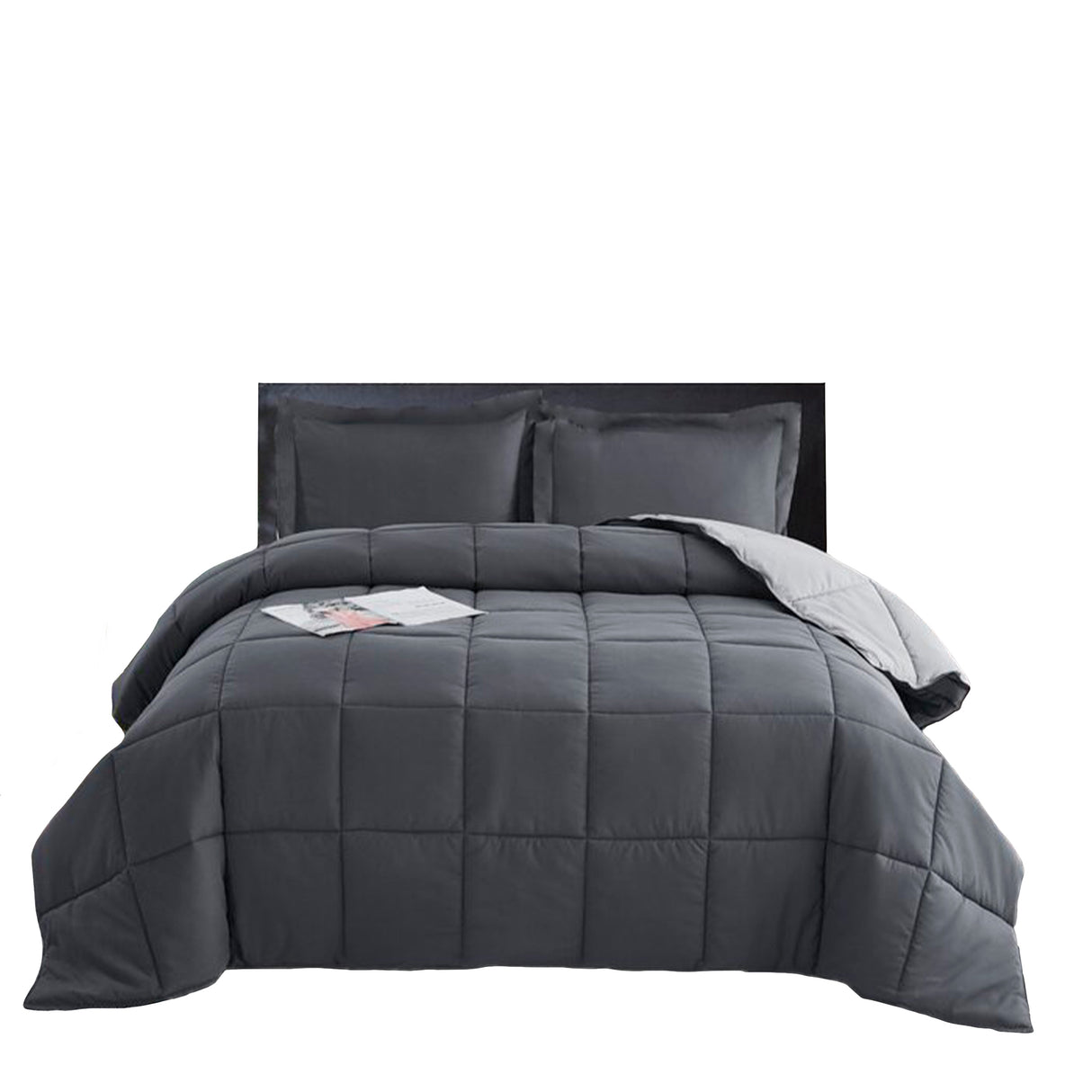 Edredón Ondino Gris Claro Gris Oscuro Para Cama Queen 160x190cm - Tendidos y Cubrelechos | Bylmo