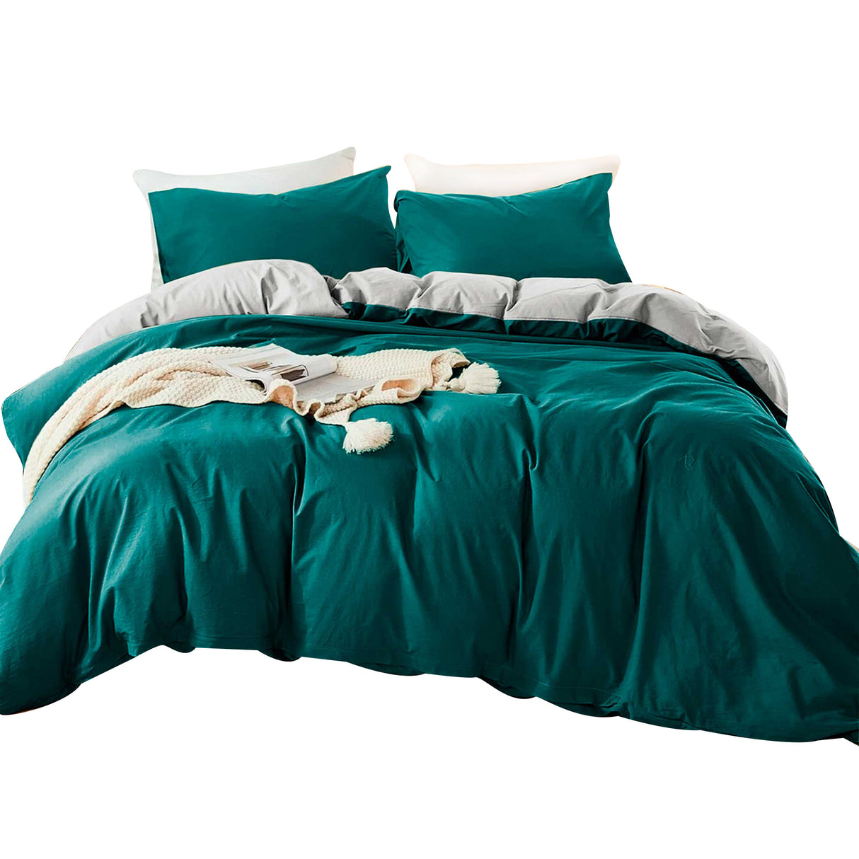 Duvet Lilis Aguamarina Gris Claro Para Cama Semidoble 120x190cm - Tendidos y Cubrelechos | Bylmo