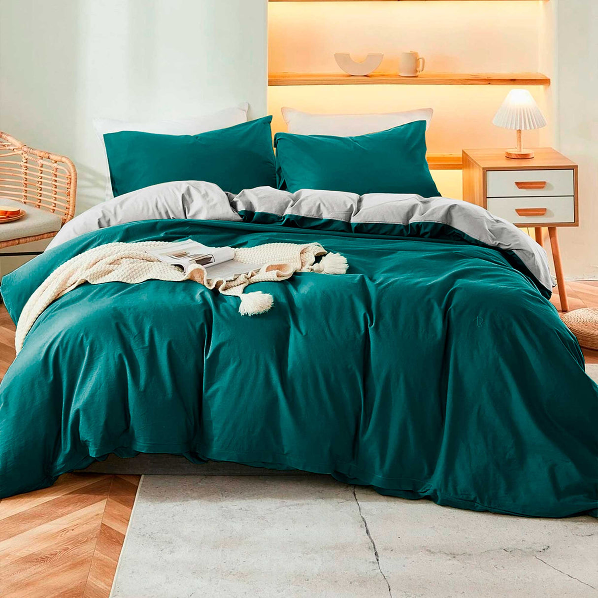 Duvet Lilis Aguamarina Gris Claro Para Cama Queen 160x190cm - Tendidos y Cubrelechos | Bylmo