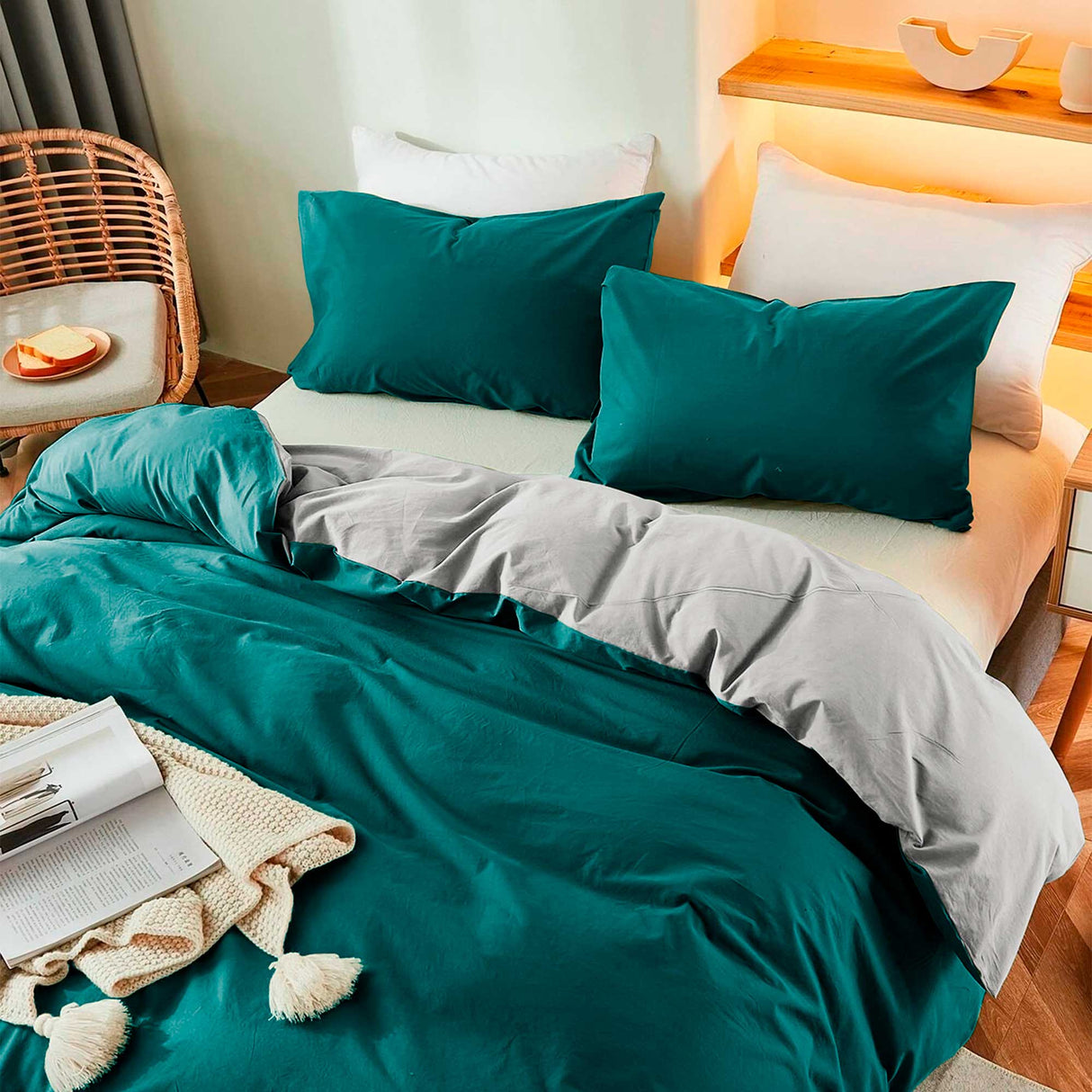 Duvet Lilis Aguamarina Gris Claro Para Cama Queen 160x190cm - Tendidos y Cubrelechos | Bylmo