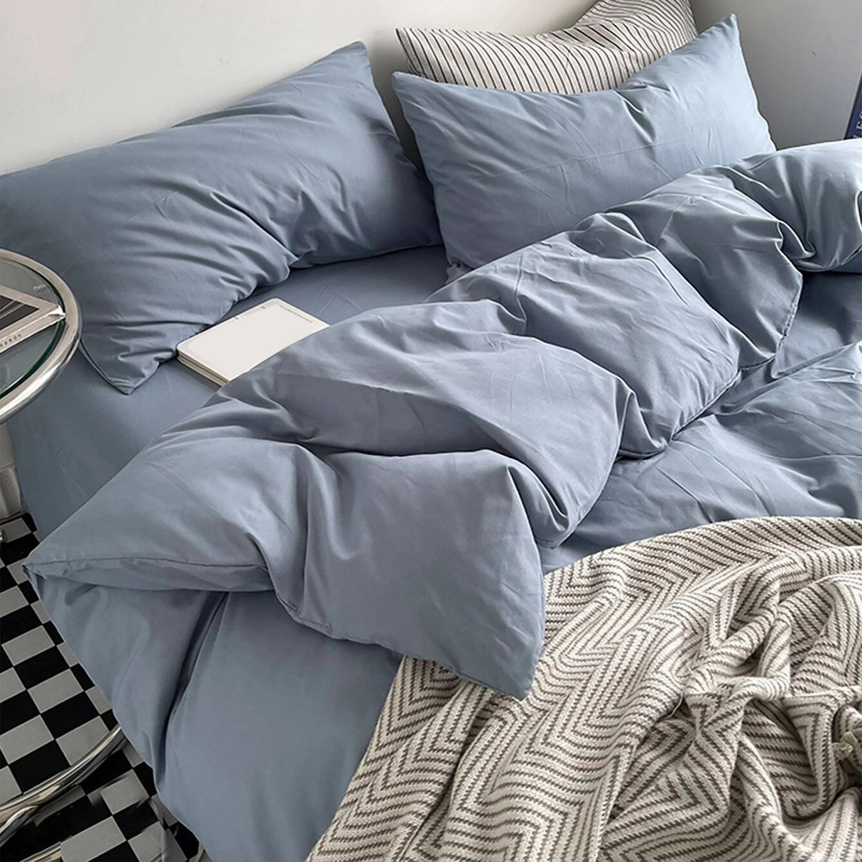 Duvet Lilis Azul Gris Para Cama Sencilla 90x190cm - Tendidos y Cubrelechos | Bylmo