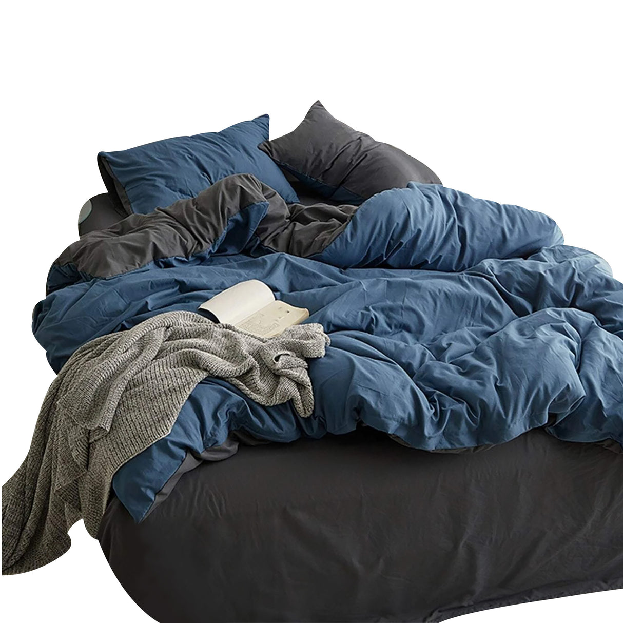Duvet Lilis Azul Gris Oscuro Para Cama Sencilla 90x190cm - Tendidos y Cubrelechos | Bylmo