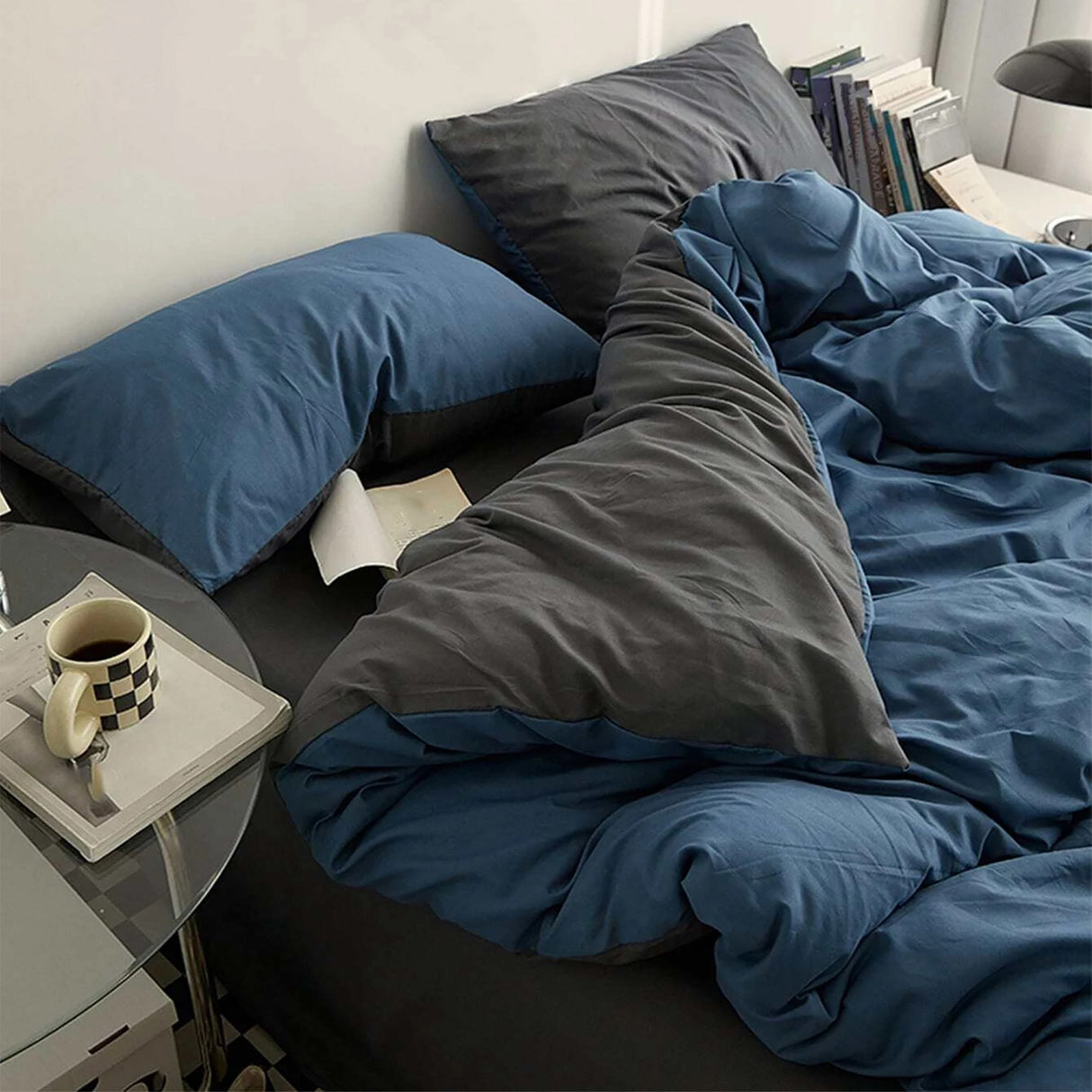 Duvet Lilis Azul Gris Oscuro Para Cama Semidoble 120x190cm - Tendidos y Cubrelechos | Bylmo