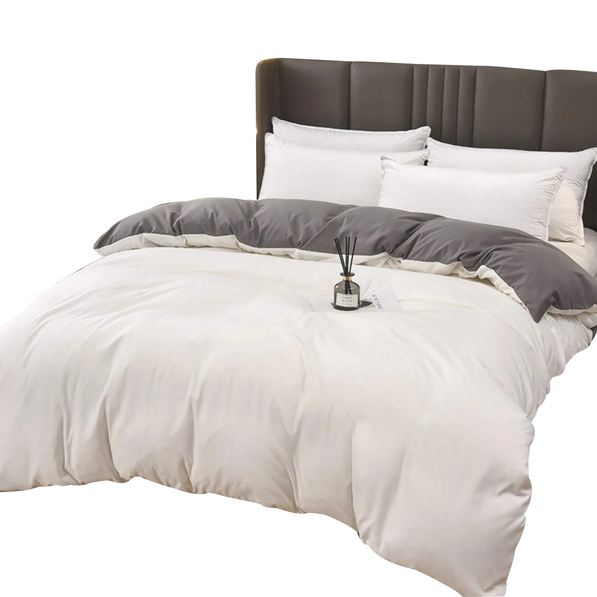Duvet Lilis Blanco Gris Oscuro Para Cama King 200x190cm - Tendidos y Cubrelechos | Bylmo