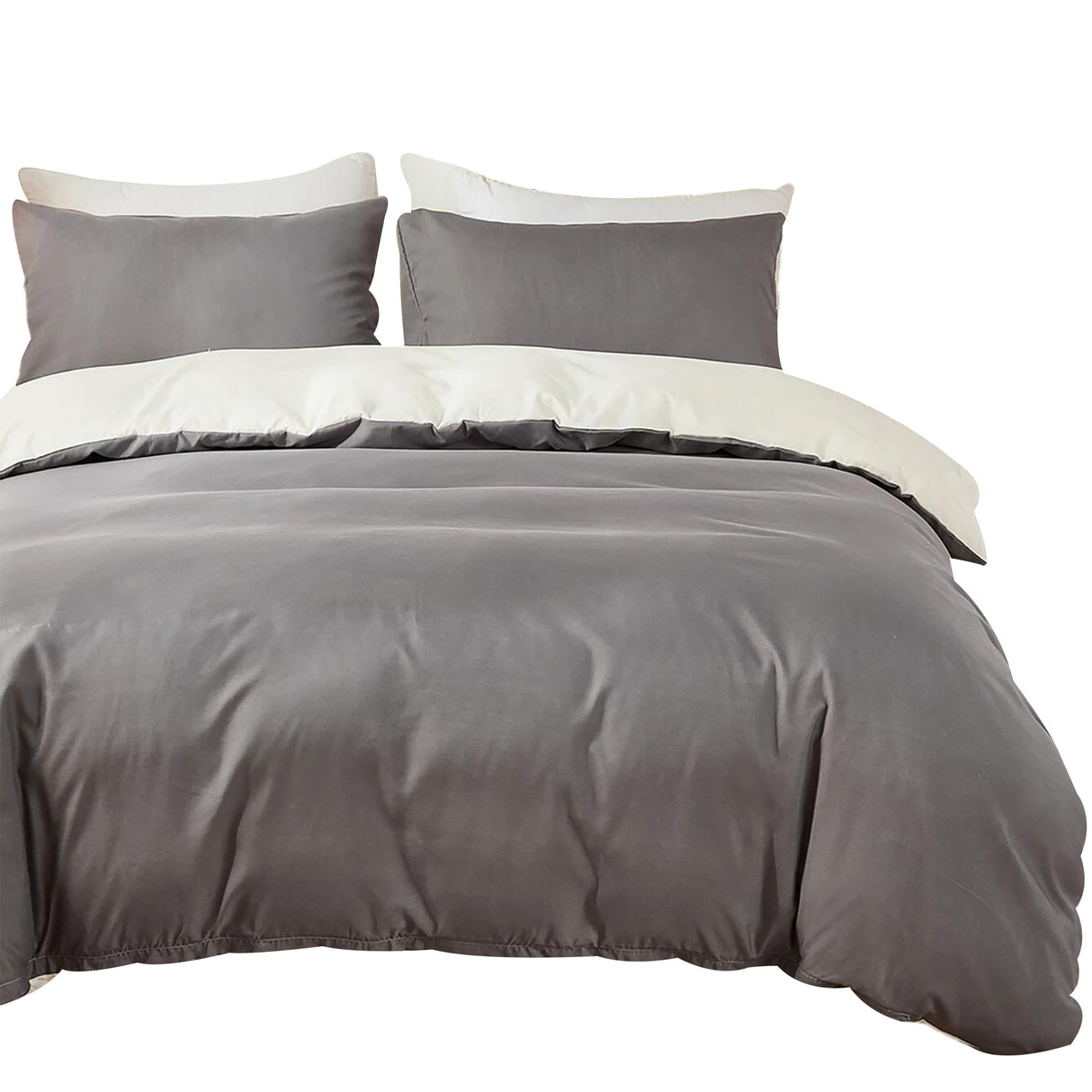 Duvet Lilis Gris Oscuro Crema Para Cama Semidoble 120x190cm - Tendidos y Cubrelechos | Bylmo