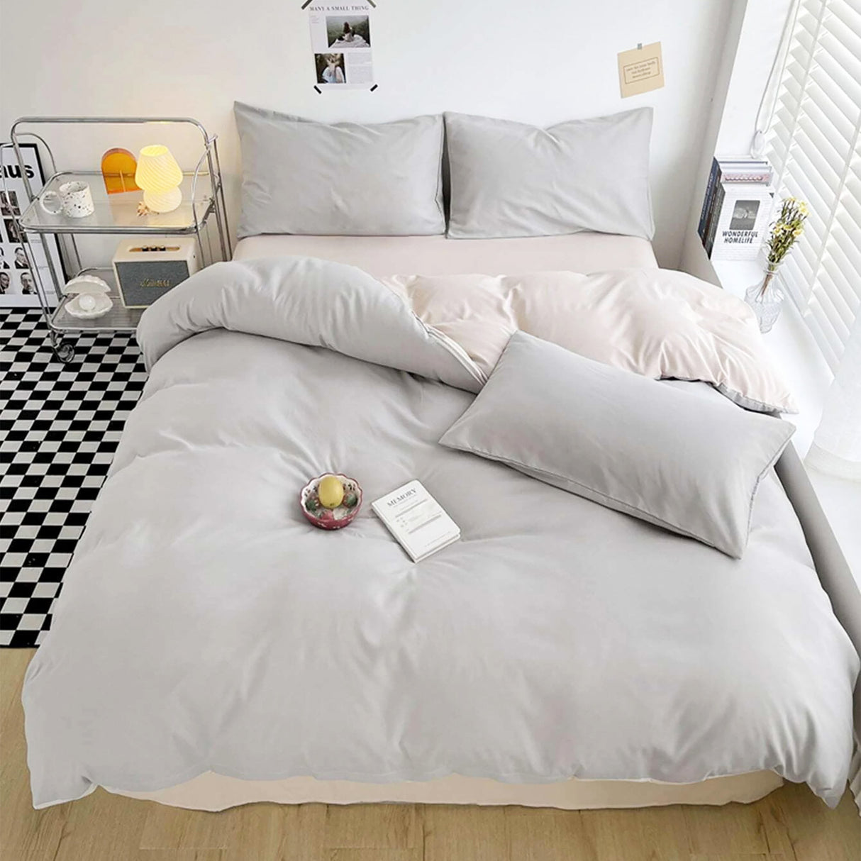 Duvet Lilis Gris Claro Beige Para Cama Doble 140x190cm - Tendidos y Cubrelechos | Bylmo