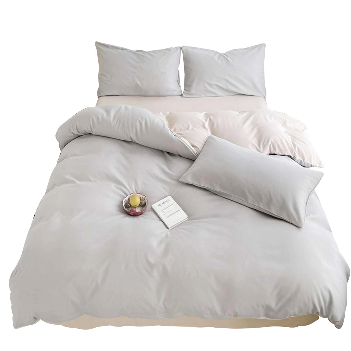 Duvet Lilis Gris Claro Beige Para Cama Queen 160x190cm - Tendidos y Cubrelechos | Bylmo