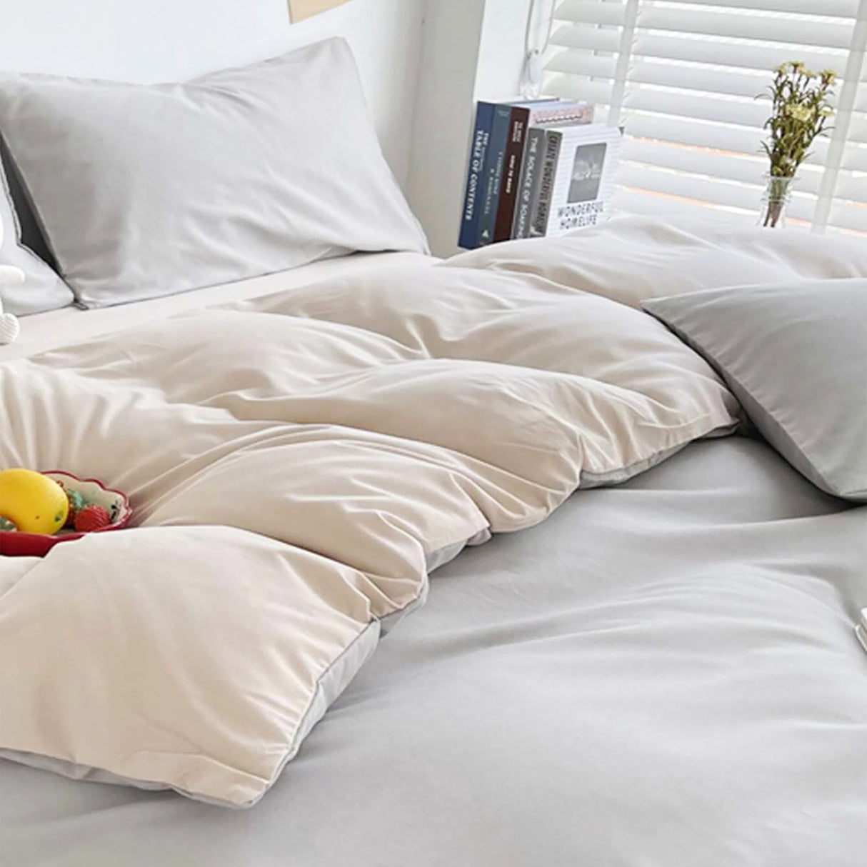 Duvet Lilis Gris Claro Beige Para Cama King 200x190cm - Tendidos y Cubrelechos | Bylmo