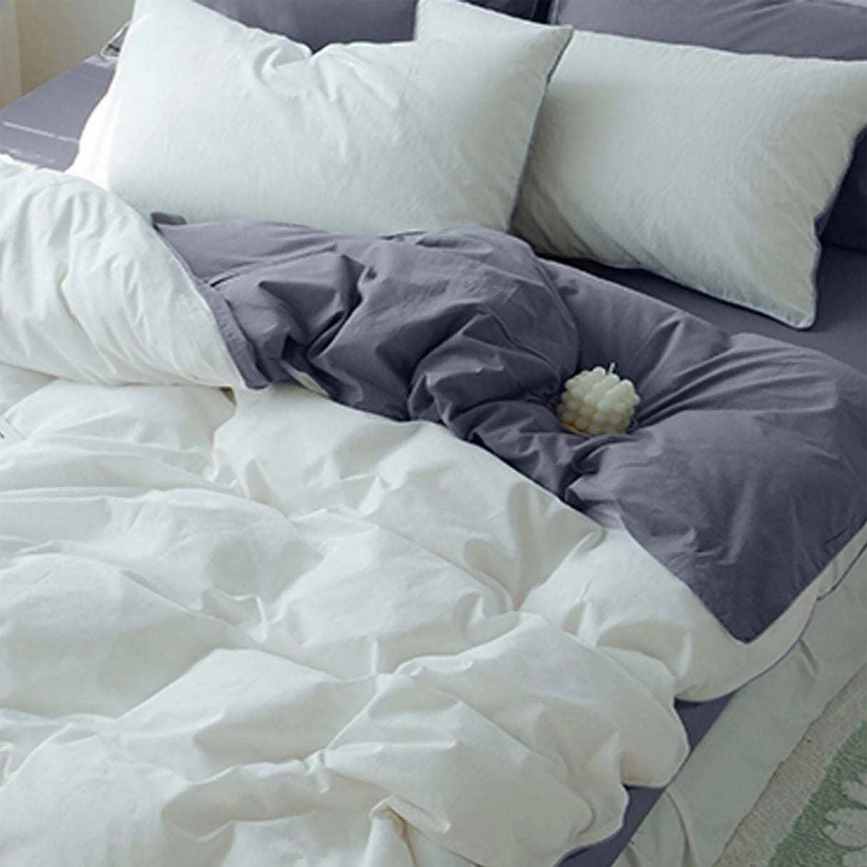 Duvet Lilis Gris Claro Blanco Para Cama Doble 140x190cm - Tendidos y Cubrelechos | Bylmo