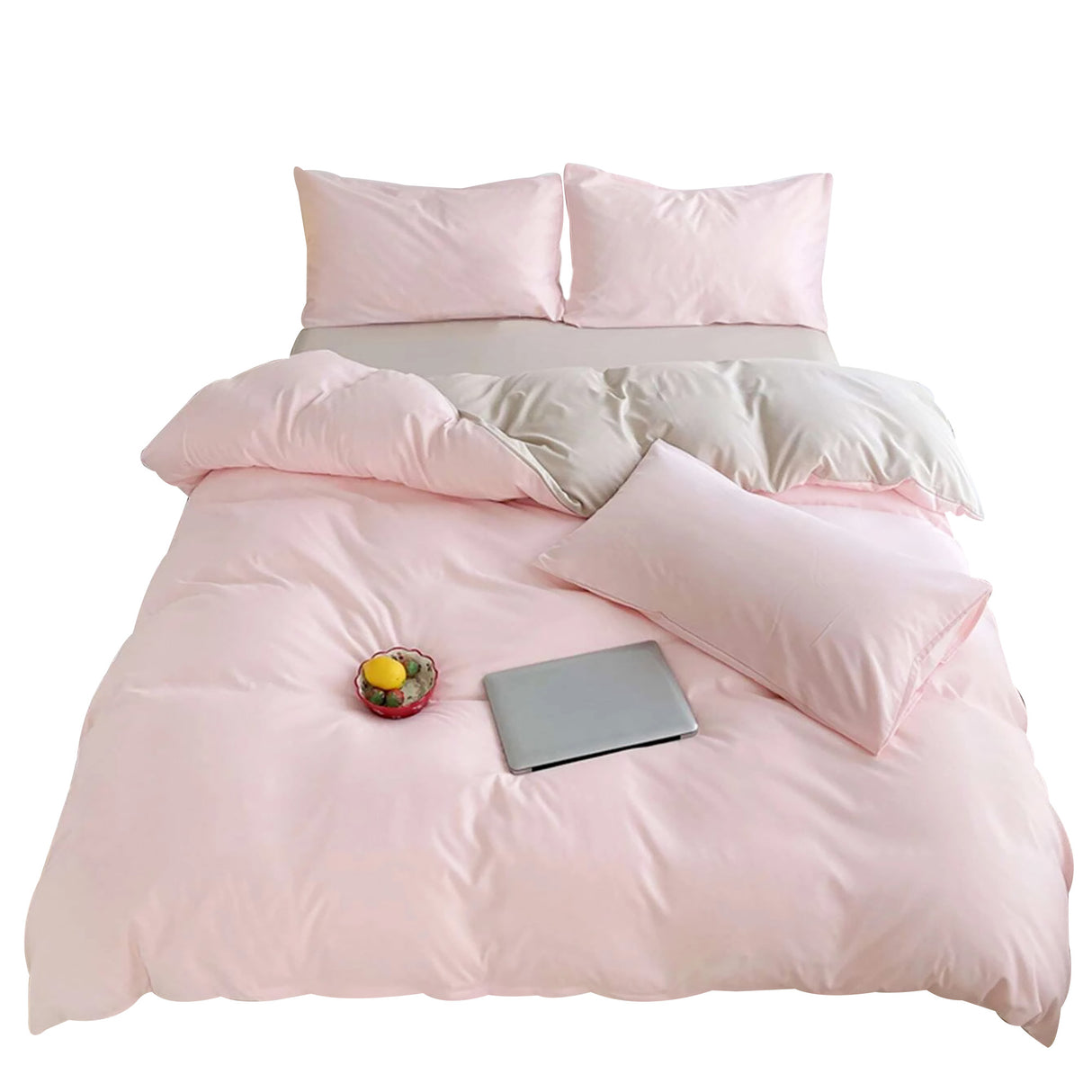 Duvet Lilis Rosado Gris Claro Para Cama King 200x190cm - Tendidos y Cubrelechos | Bylmo