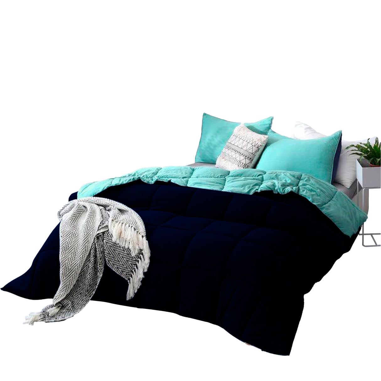 Edredón Cotona Azul Claro Azul Oscuro Para Cama Doble 140x190cm - Tendidos y Cubrelechos | Bylmo