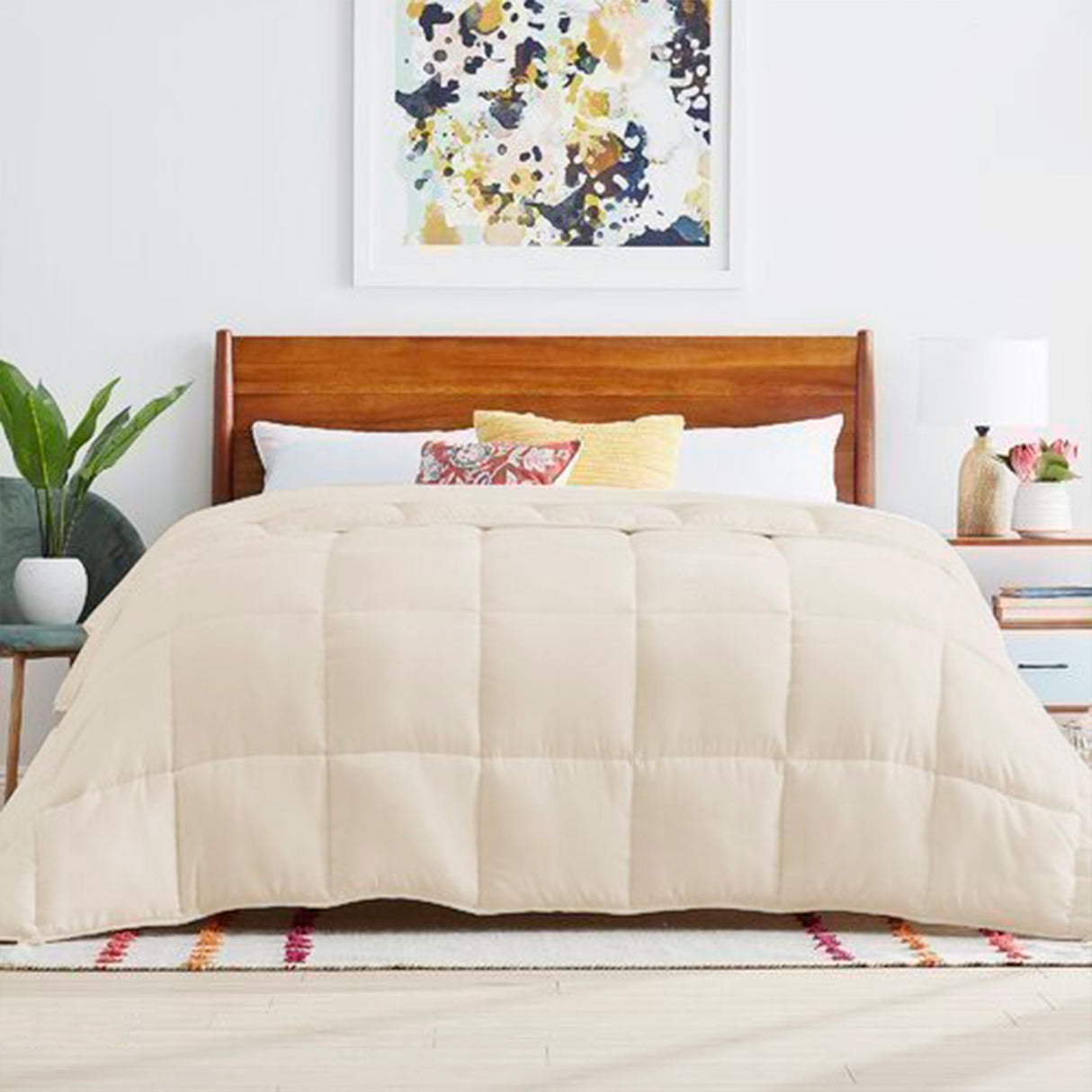Edredón Cotona Blanco Crema Para Cama Semidoble 120x190cm - Tendidos y Cubrelechos | Bylmo