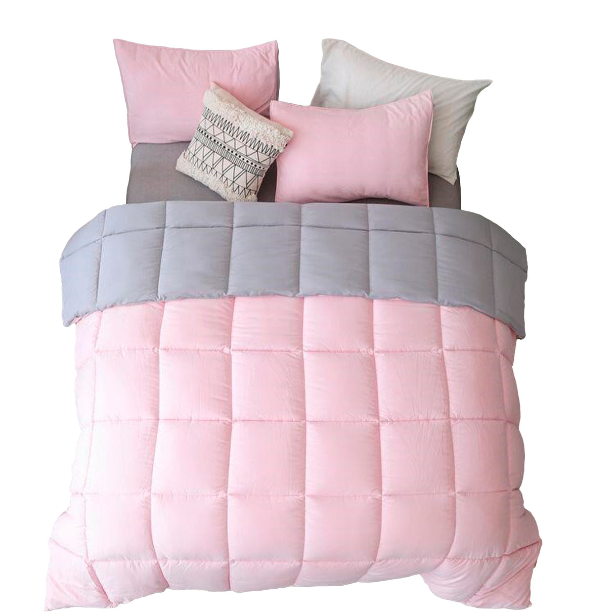 Edredón Cotona Rosado Gris Para Cama Queen 160x190cm - Tendidos y Cubrelechos | Bylmo
