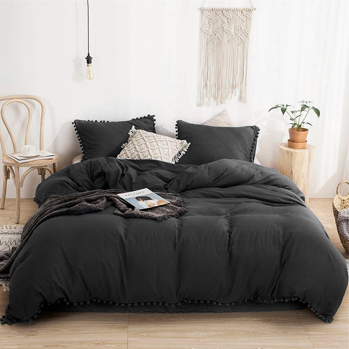Edredón Boress Negro Para Cama King 200x190cm - Tendidos y Cubrelechos | Bylmo