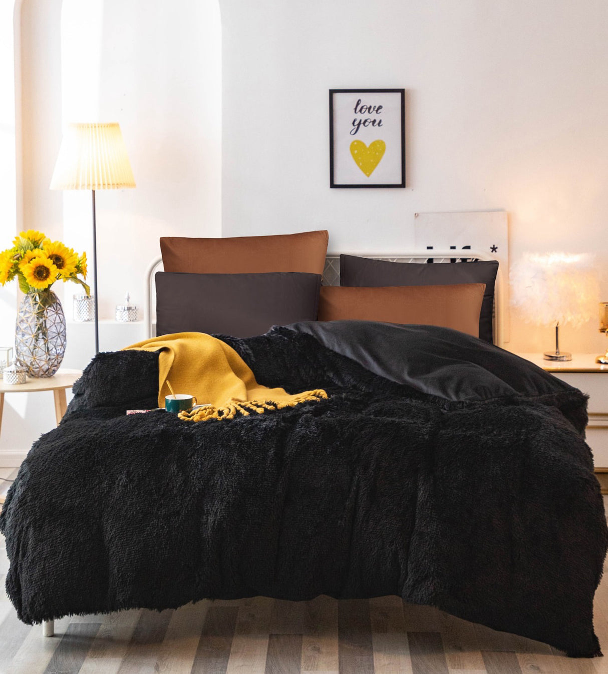 Edredón Fabre Negro Crema Para Cama Doble 140x190cm - Tendidos y Cubrelechos | Bylmo