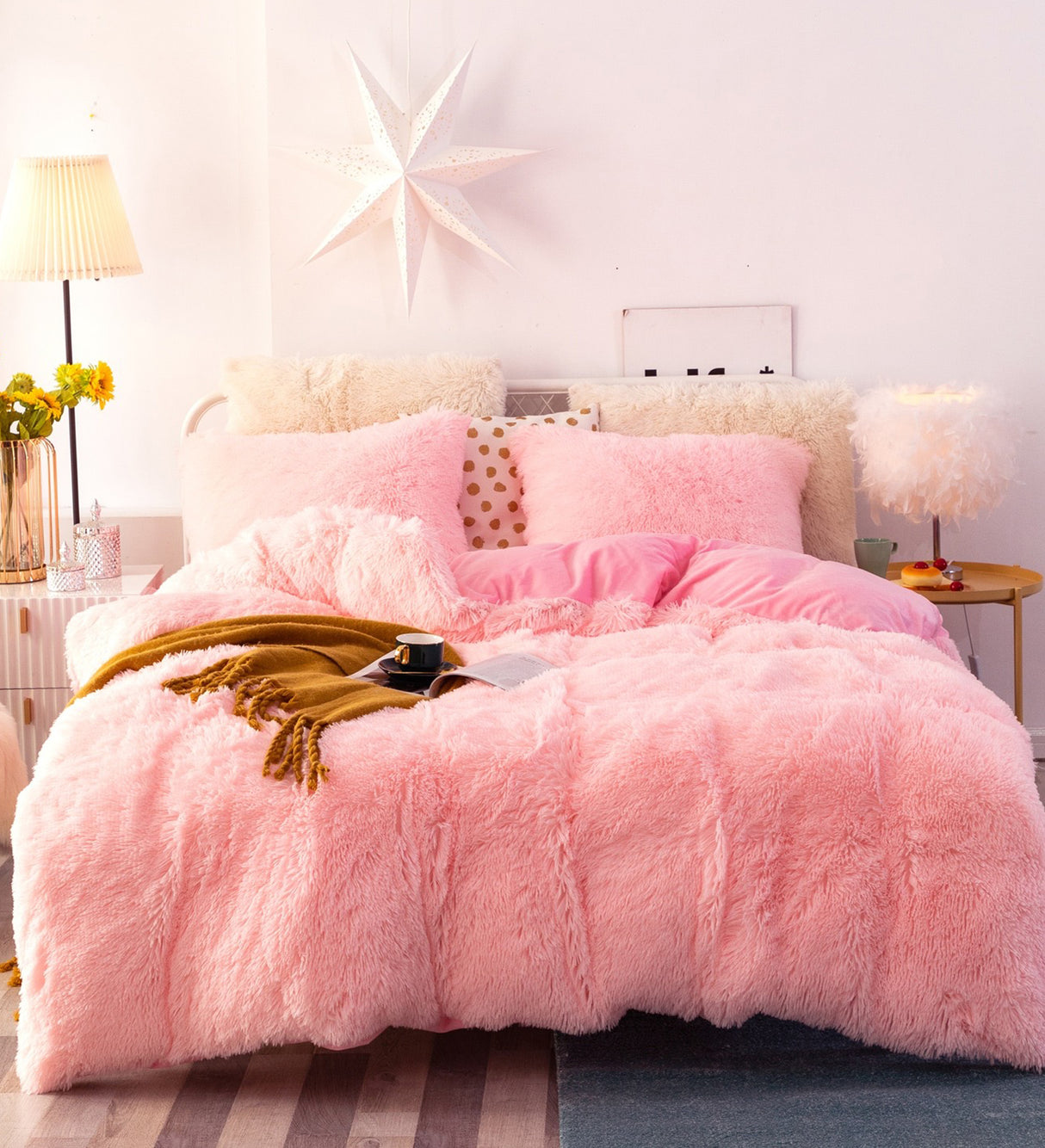 Edredón Fabre Rosado Crema Para Cama Sencilla 90x190cm - Tendidos y Cubrelechos | Bylmo