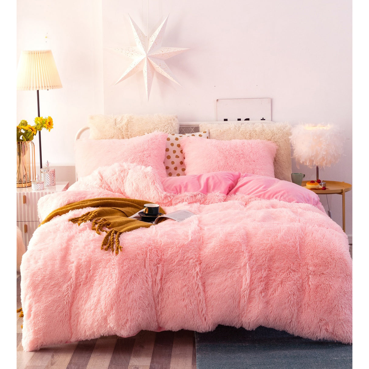 Edredón Fabre Rosado Crema Para Cama King 200x190cm - Tendidos y Cubrelechos | Bylmo