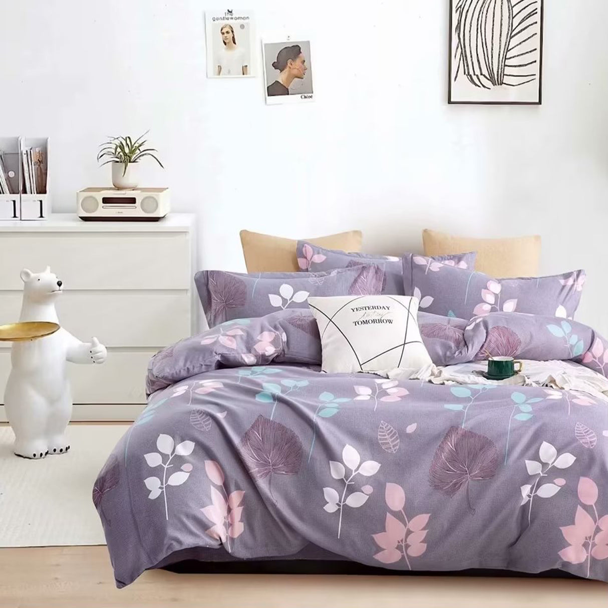 Duvet Leafvet Lila Para Cama Doble 140x190cm Sin Acolchado - Tendidos y Cubrelechos | Bylmo