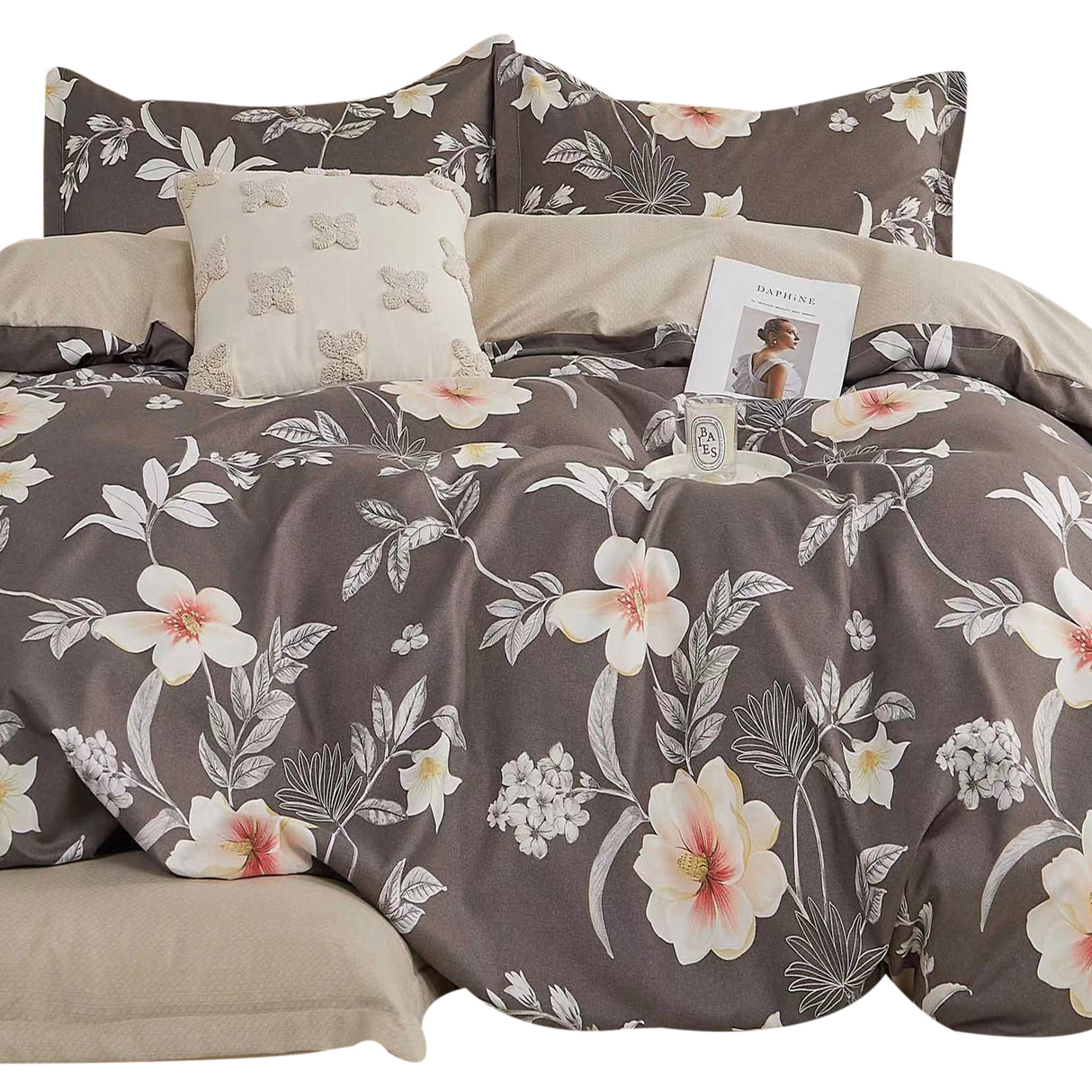 Duvet Floravet Negro Para Cama Doble 140x190cm Sin Acolchado - Tendidos y Cubrelechos | Bylmo
