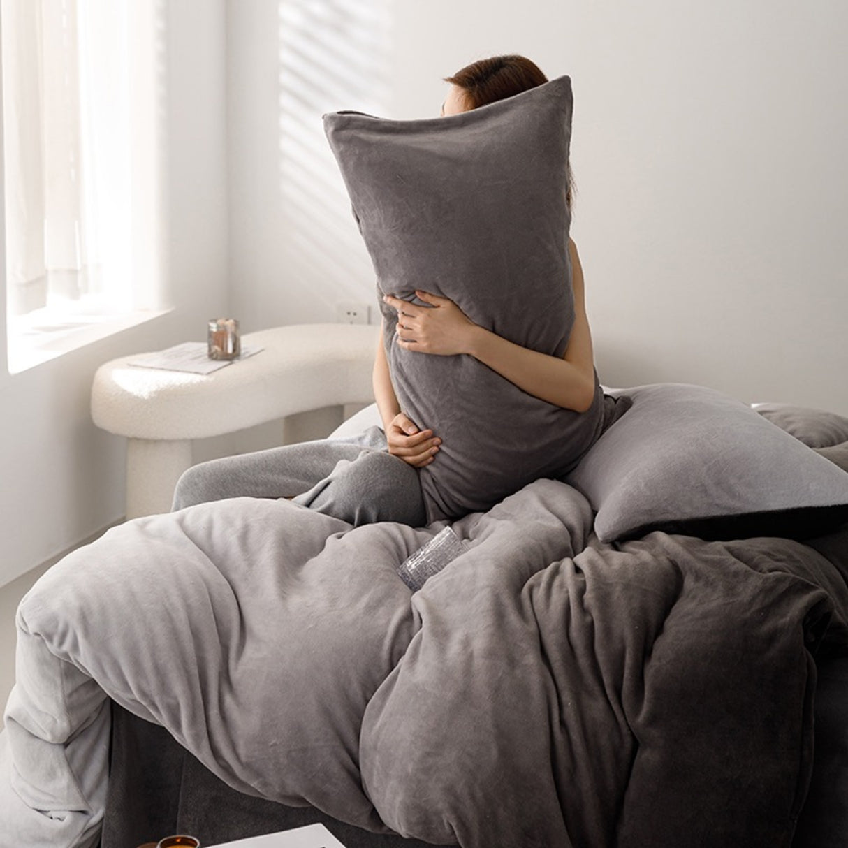 Duvet DiDegra Gris Para Cama Queen 160x190cm Sin Acolchado - Tendidos y Cubrelechos | Bylmo
