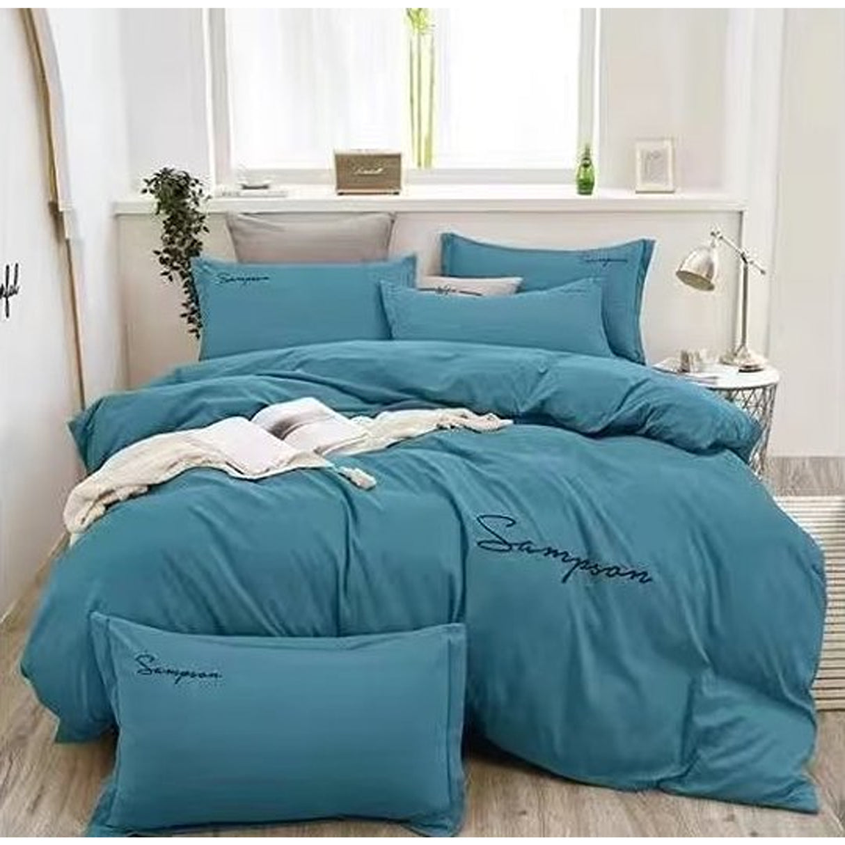 Duvet Sampson Azul Celeste Para Cama Queen 160x190cm Acolchado - Tendidos y Cubrelechos | Bylmo