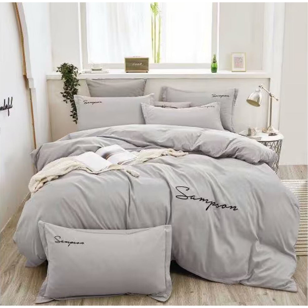 Duvet Sampson Gris Claro Para Cama Doble 140x190cm Acolchado - Tendidos y Cubrelechos | Bylmo