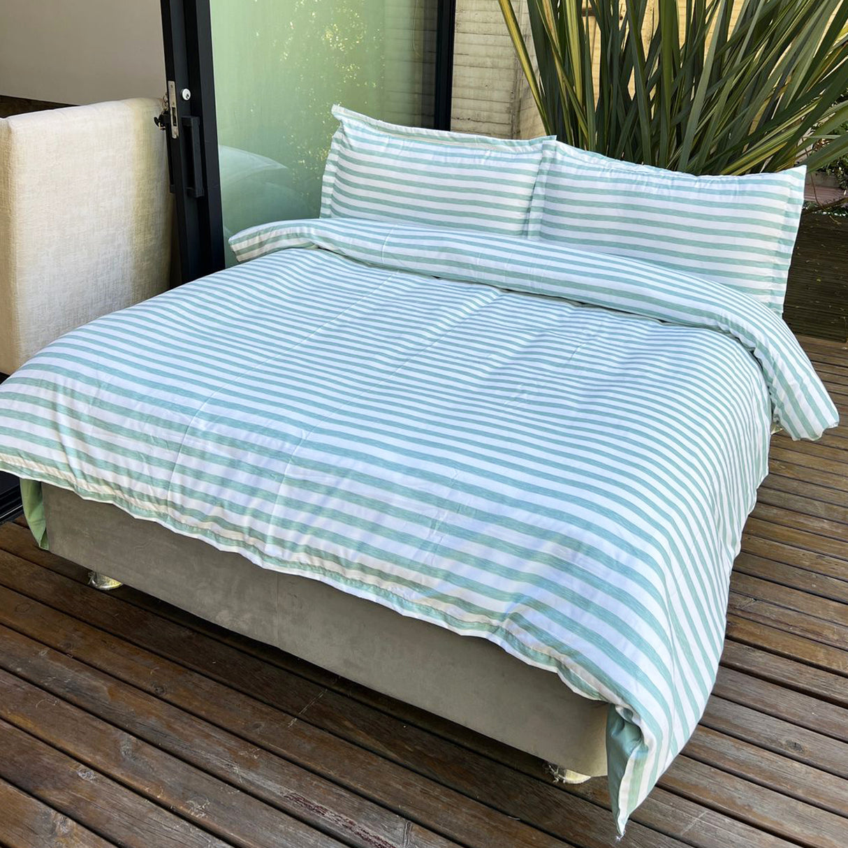 Duvet Bandeau Verde Para Cama Doble 140x190cm Acolchado - Tendidos y Cubrelechos | Bylmo