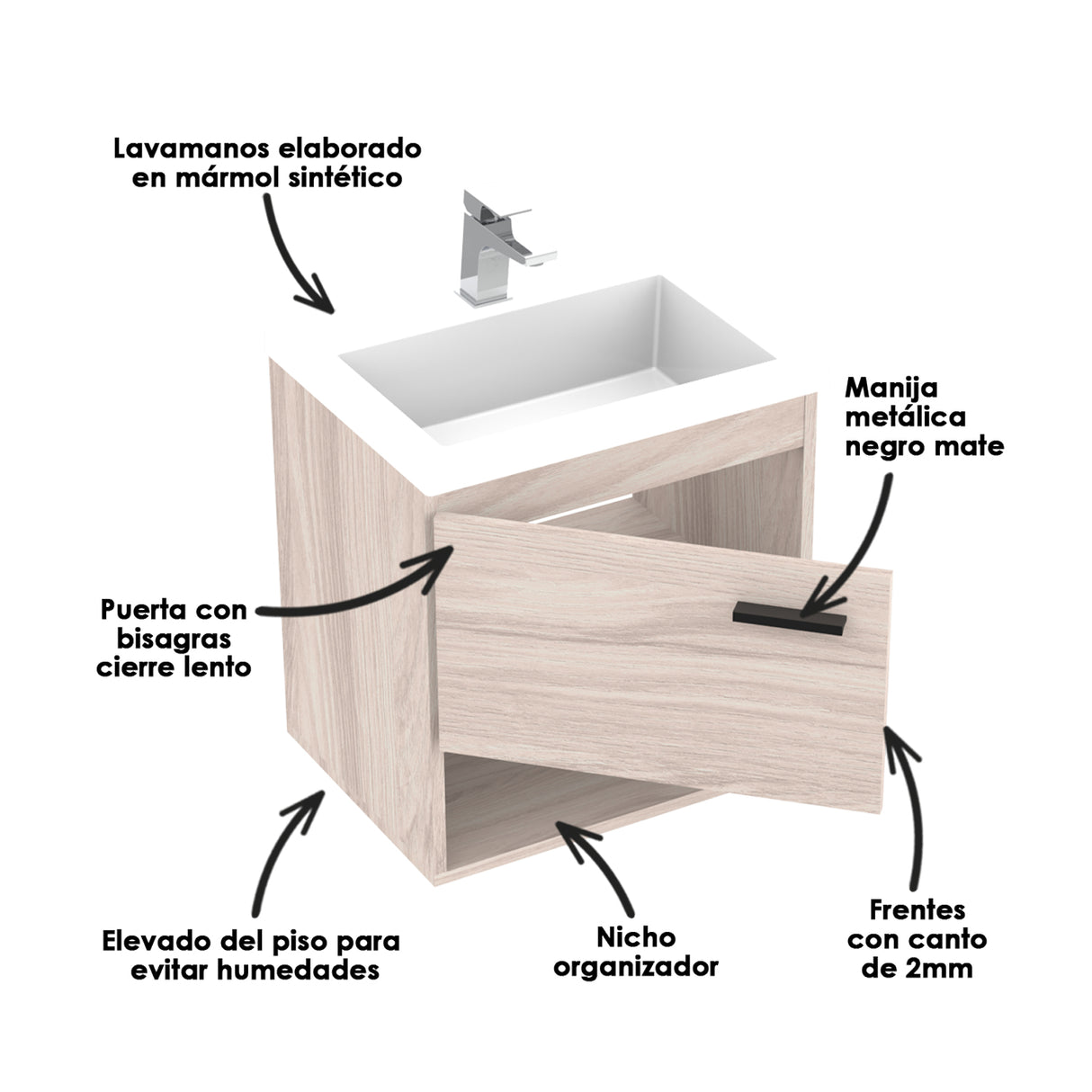 Mueble Para Lavamanos Life Soder 46.8x48cm Flotante Con Lavamanos Oslo - Muebles para Lavamanos | Bylmo