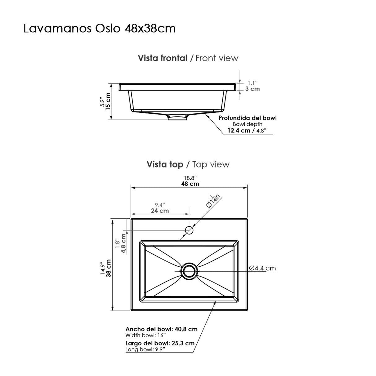 Mueble Para Lavamanos Life Mitte 48x48cm Flotante Con Lavamanos Oslo - Muebles para Lavamanos | Bylmo