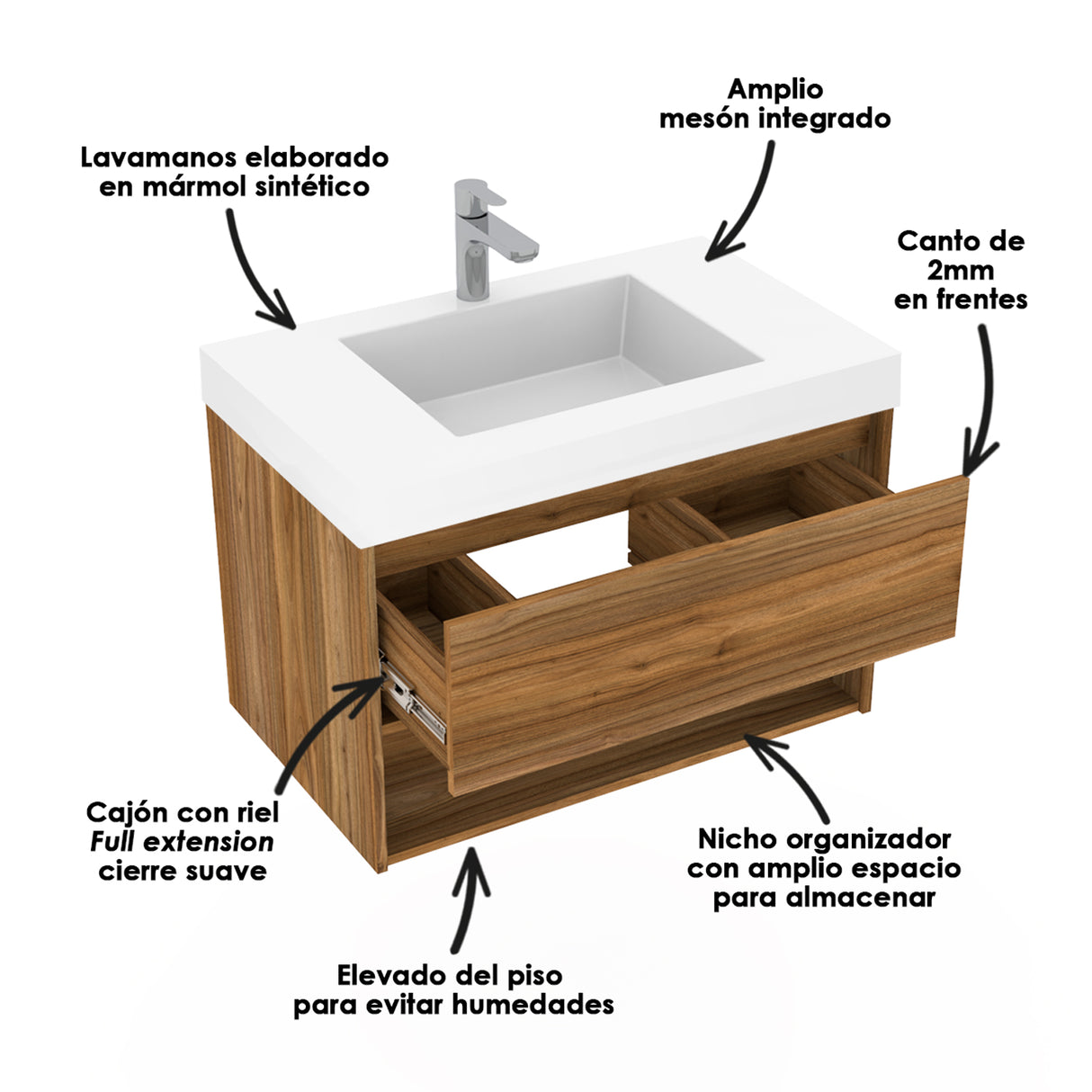 Mueble Para Lavamanos Class Gracia 79x48cm Flotante Con Lavamanos Oslo - Muebles para Lavamanos | Bylmo