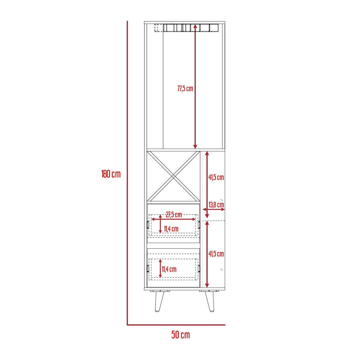 Bar Esquinero Salem Miel 50x180cm con Dos Cajones - Bares | Bylmo
