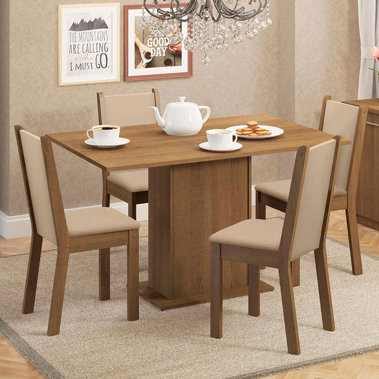 Combo Comedor y Sillas Talita Marron 104x78cm de 4 Puestos - Comedores | Bylmo