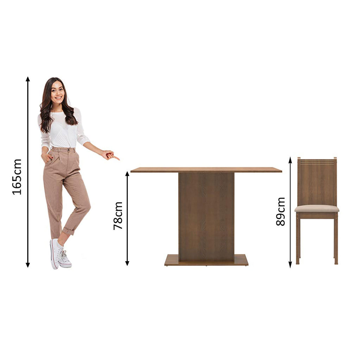 Combo Comedor y Sillas Luana Marron 104x78cm de 4 Puestos - Comedores | Bylmo