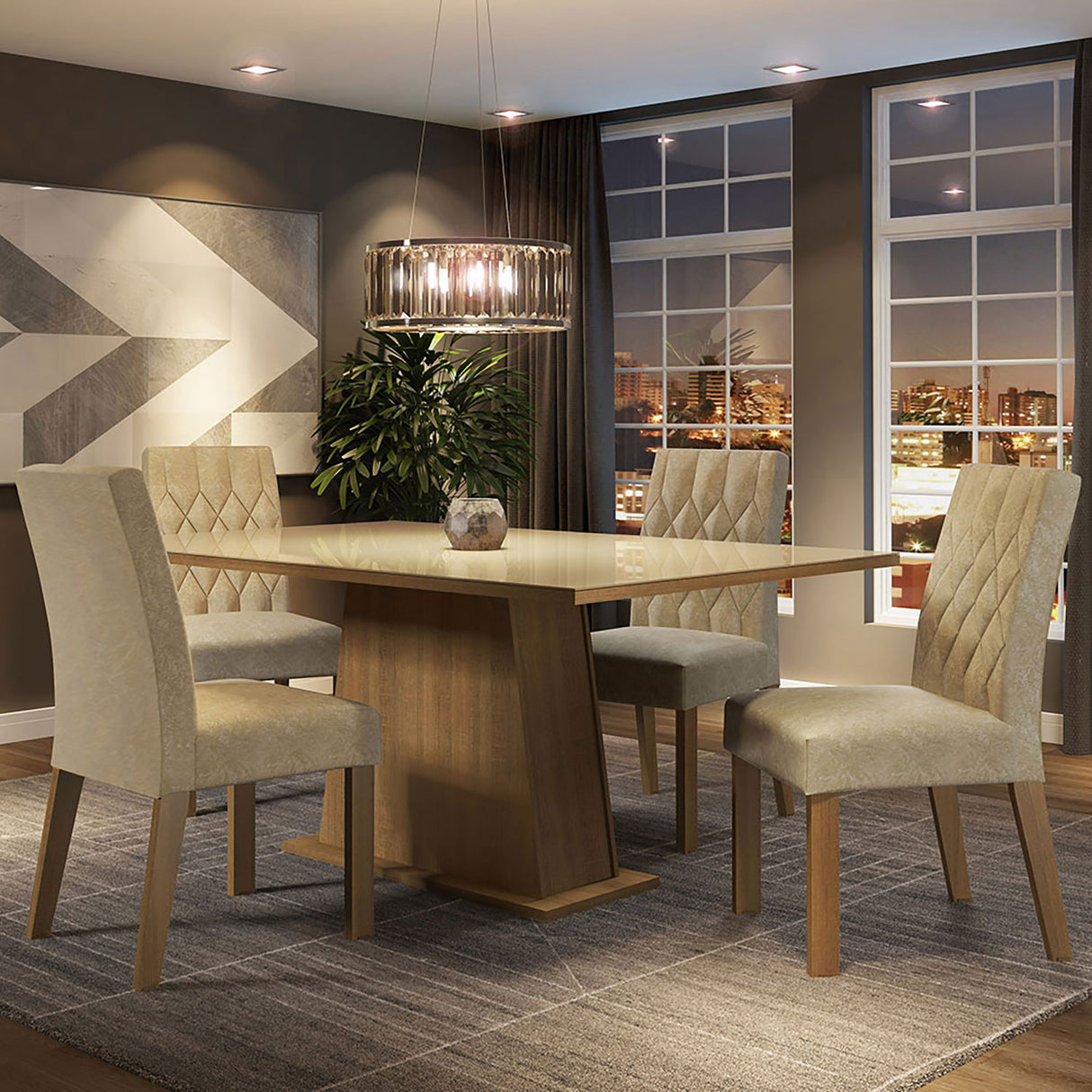 Combo Comedor y Sillas Aryeli Marron 160x80cm de 4 Puestos - Comedores | Bylmo