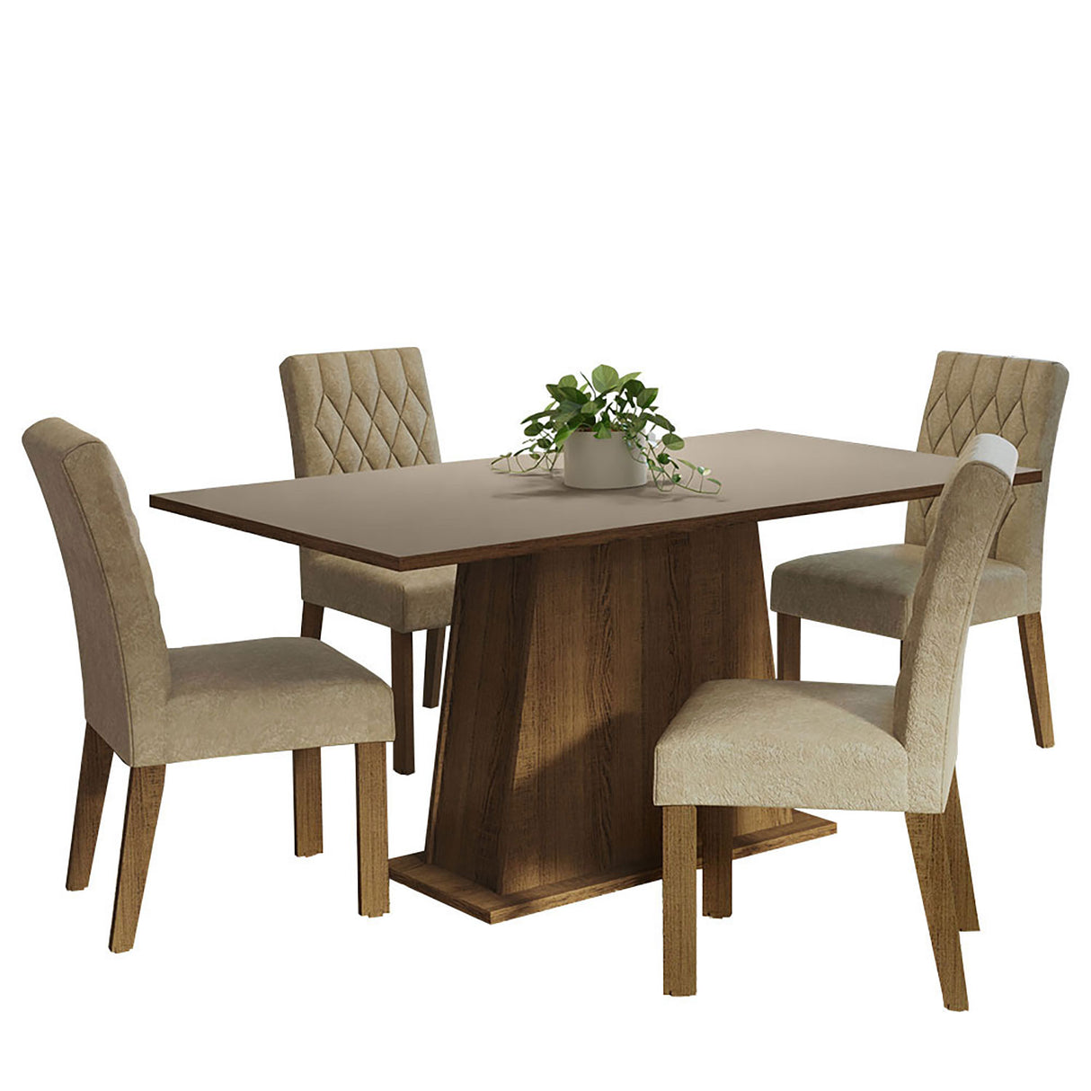 Combo Comedor y Sillas Ashley Marron 160x79cm de 4 Puestos - Comedores | Bylmo