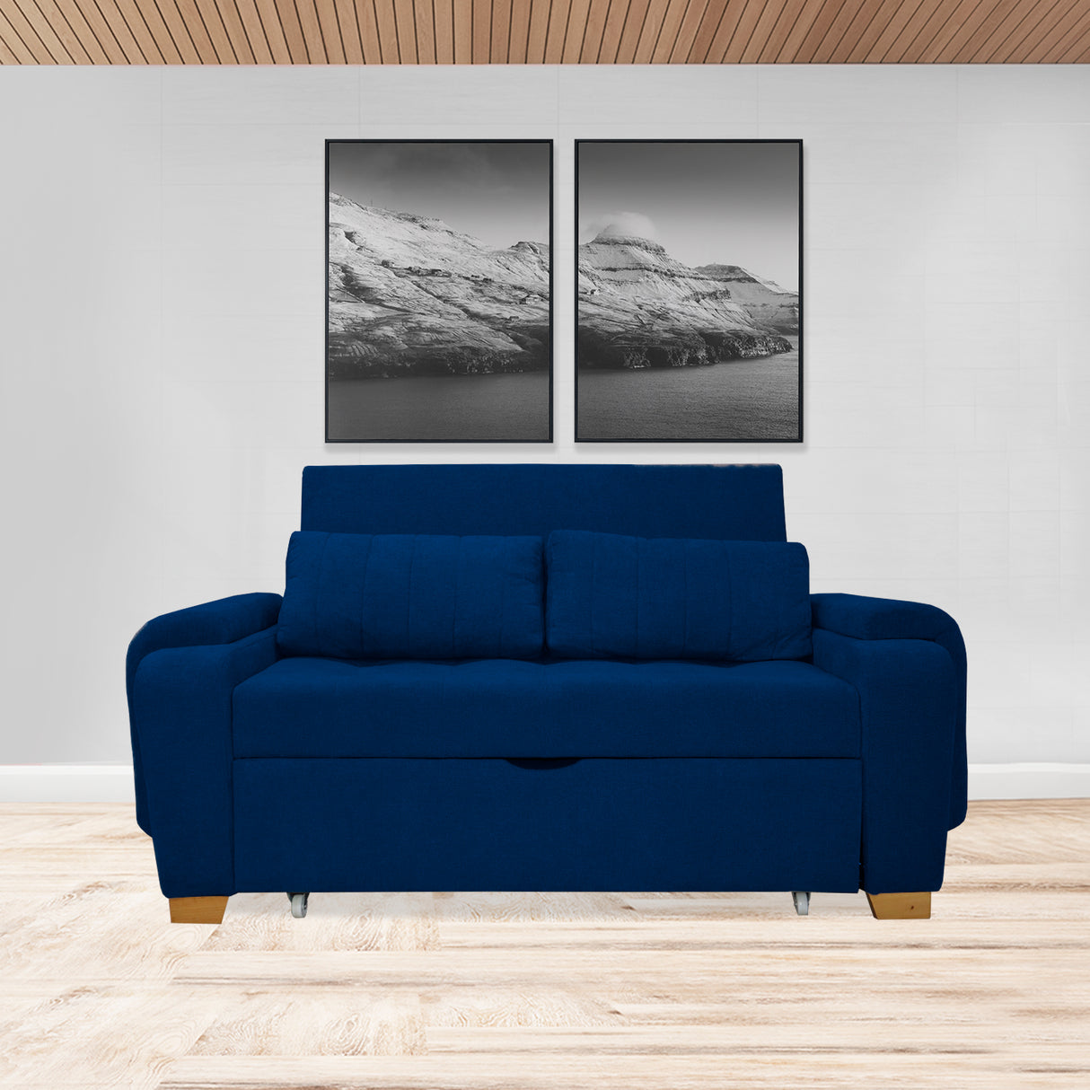 Sofacama Hartmann Azul Petróleo 180x94cm de Dos Puestos Reclinable - Sofas y Poltronas | Bylmo