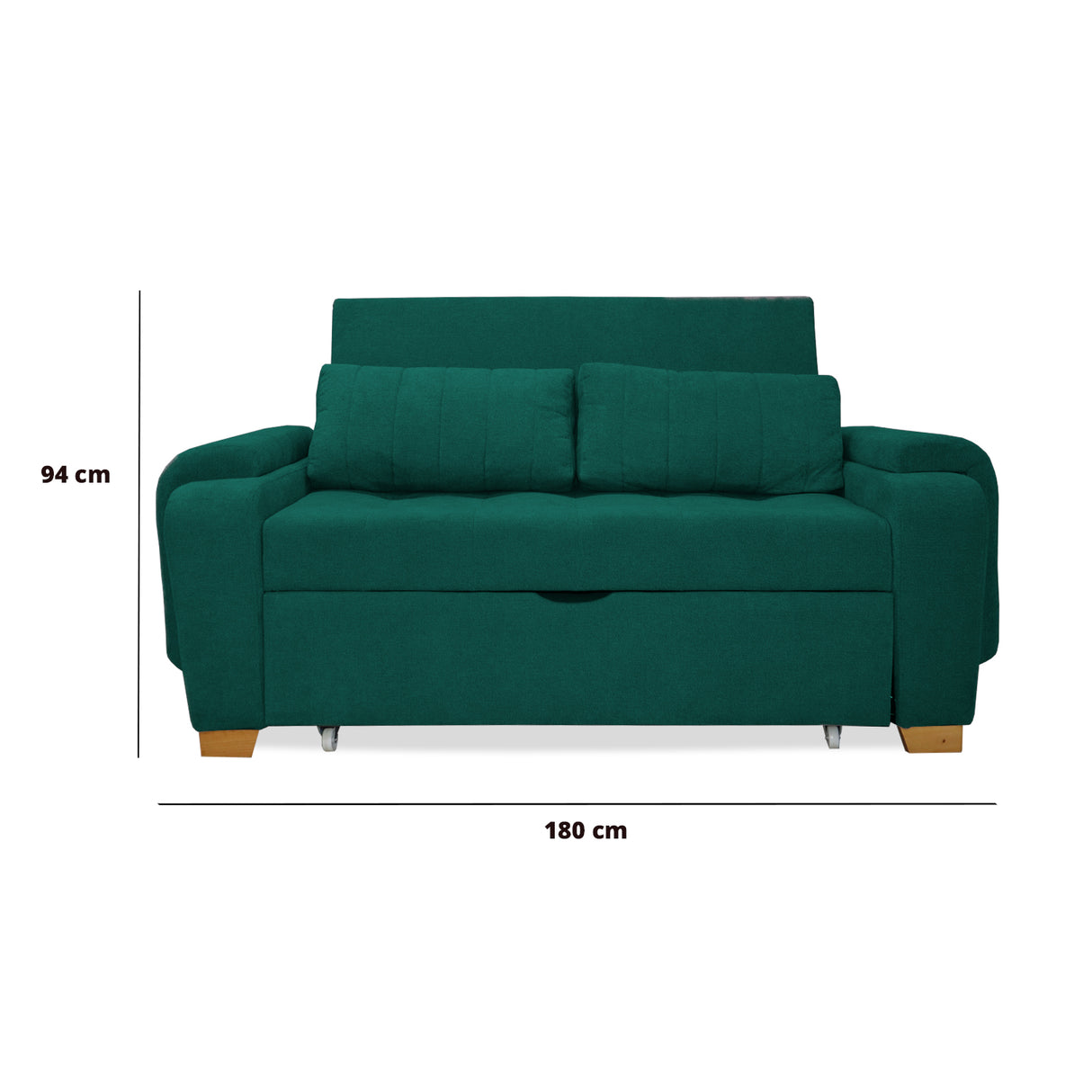 Sofacama Hartmann Verde 180x94cm de Dos Puestos Reclinable - Sofas y Poltronas | Bylmo