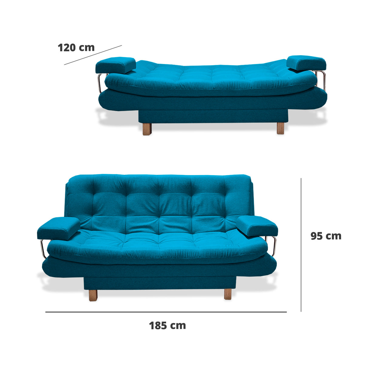 Sofacama Marti Turquesa 175x90cm de Tres Puestos Reclinable - Sofas y Poltronas | Bylmo