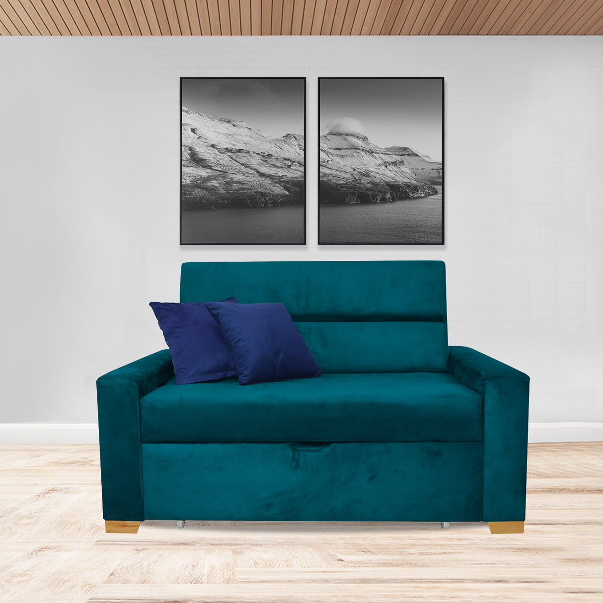 Sofacama Vogel Turquesa 150x94cm de Dos Puestos Reclinable - Sofas y Poltronas | Bylmo