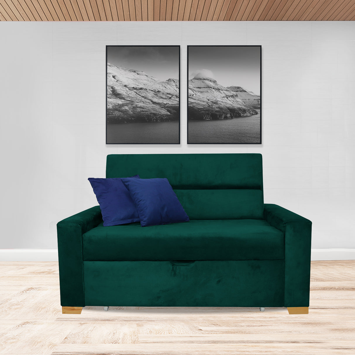 Sofacama Vogel Verde 150x94cm de Dos Puestos Reclinable - Sofas y Poltronas | Bylmo